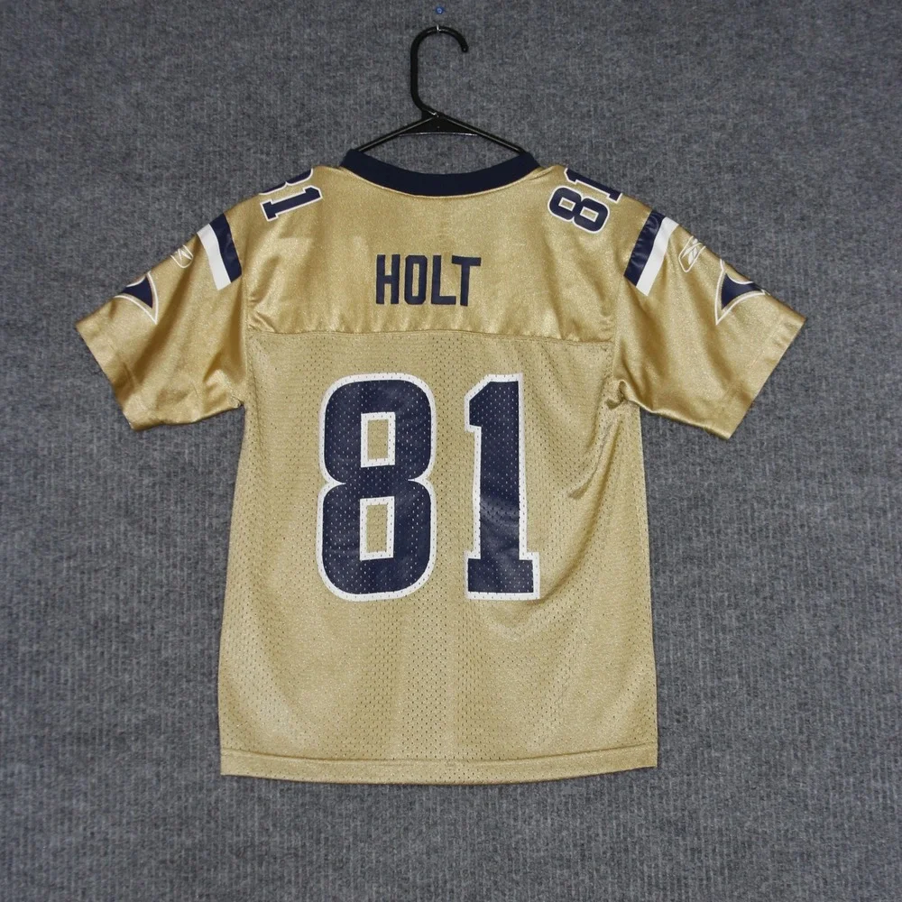 Los Angeles Rams Marshall Faulk Reebok Jersey Boys M‎ 10-12 Gold NFL Football 81